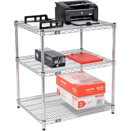 Nexel 3-Shelf Wire Printer Stand, 30inW x 24inD x 34inH, Chrome 500597